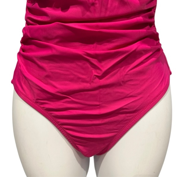 J. Crew Ruched Ruffle One-Piece Swimsuit Radiant Fuchsia Pink 24 New with Tag - Picture 6 of 14